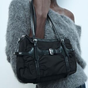 Zara buckle hand bag black